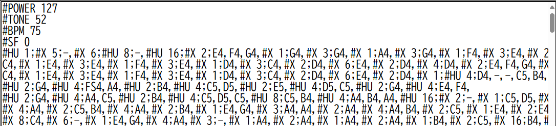 テキストファイルからMIDI作成　コード例